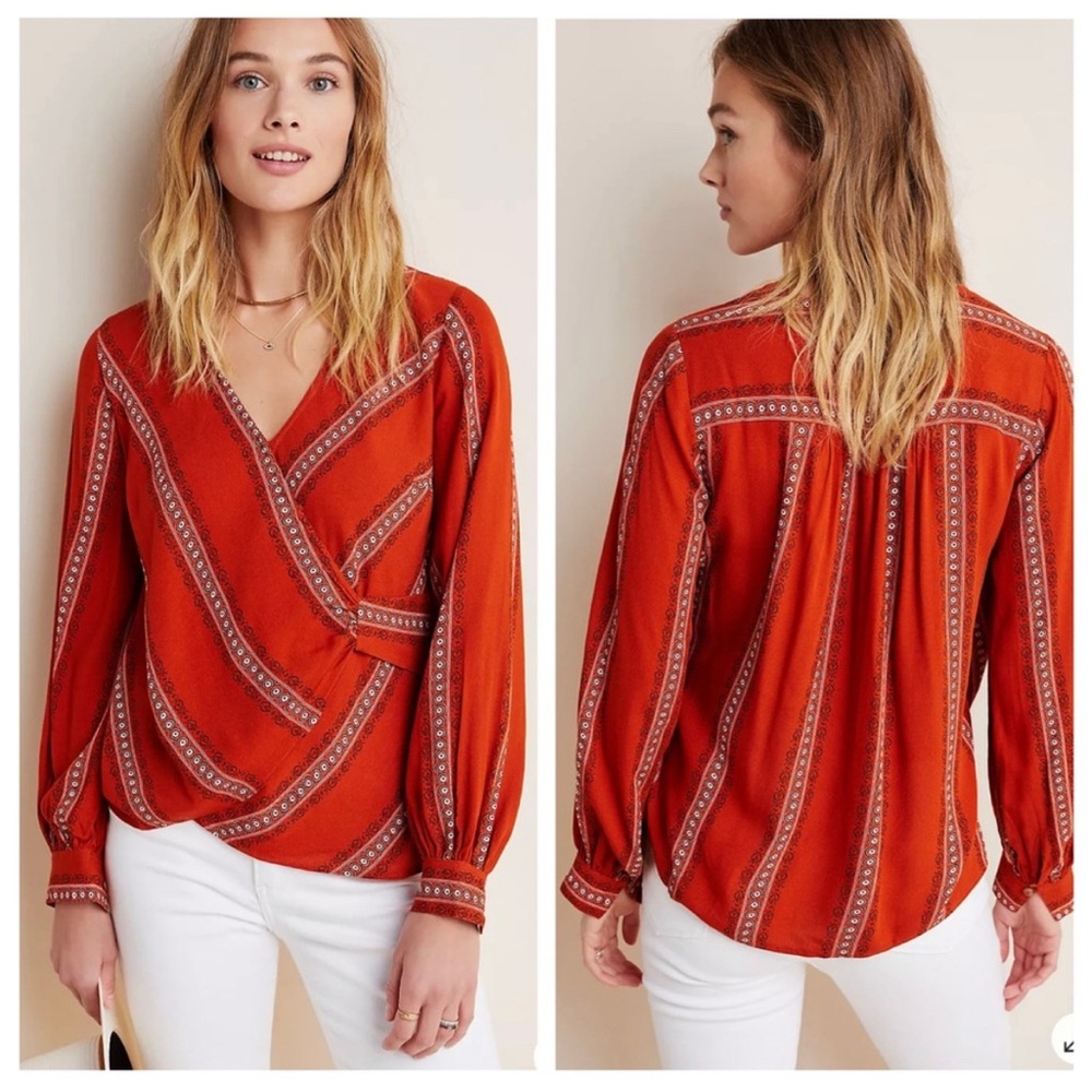 Maeve By Anthropologie Nora Surplice Blouse Size small